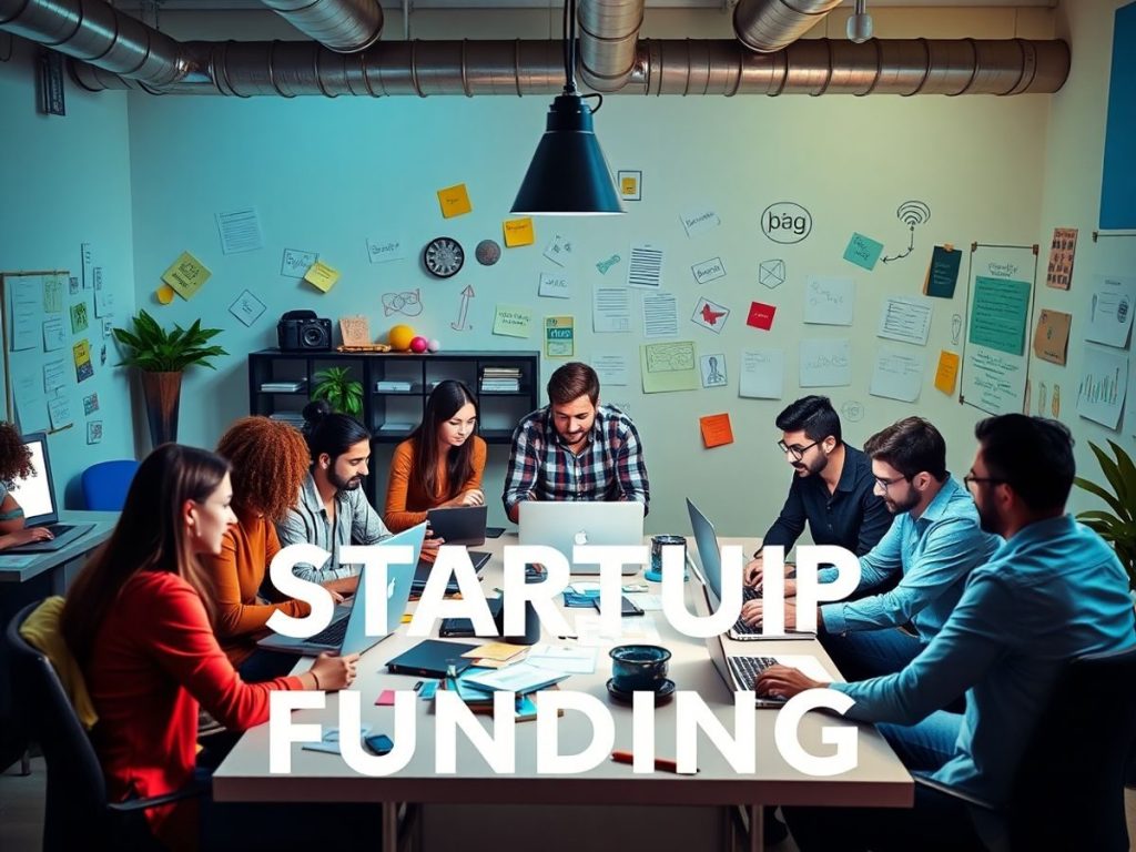 Antreprenori colaborând la un proiect de start-up.