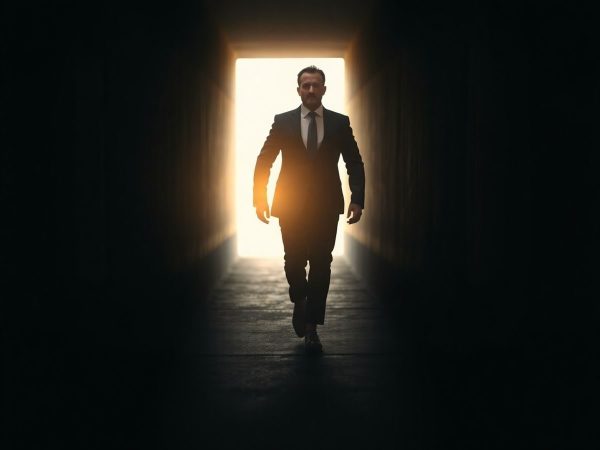 O persoană de afaceri parcurge un drum luminos, evitând erorile.